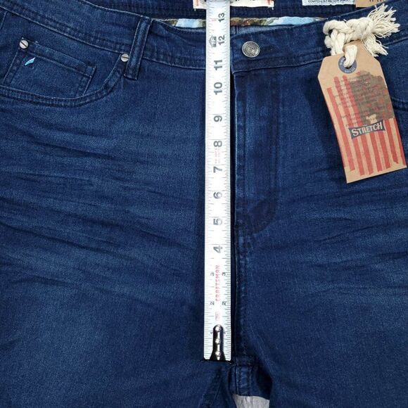 Tailor Vintage Greenwich Slim Fit Stretch Smart Denim Jean Shorts Size 38 Blue - Picture 9 of 9